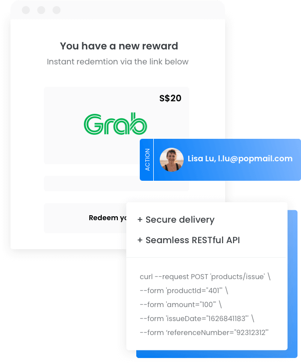 Gift cards delivery API